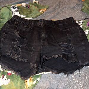Aeropostale Vintage High Rise Black Denim Shorts